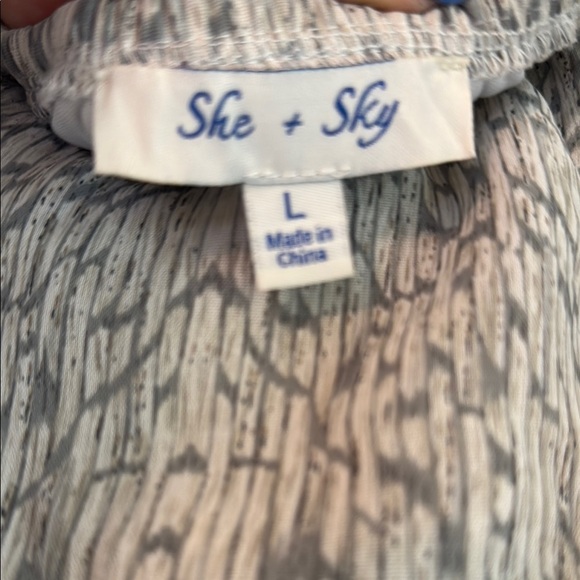 She + Sky Gray Boho Ruffled Collar Halter Jumpsuit Sz L Wide Leg Beachy Casual - Picture 2 of 10